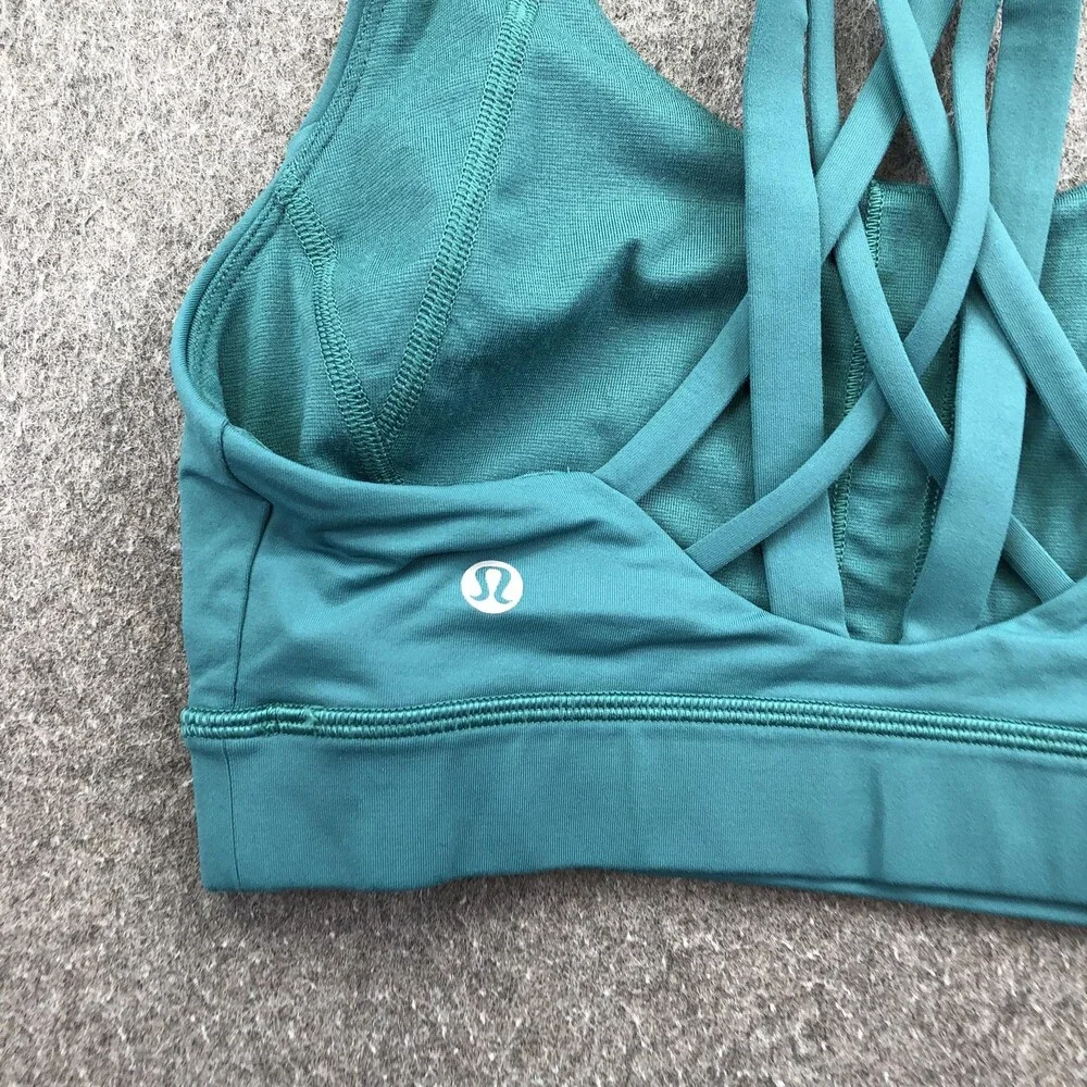 Lululemon Sports Bra Womens 4 Green Free To Be Wild Strappy Crossback Yoga Gym - Picture 6 of 10